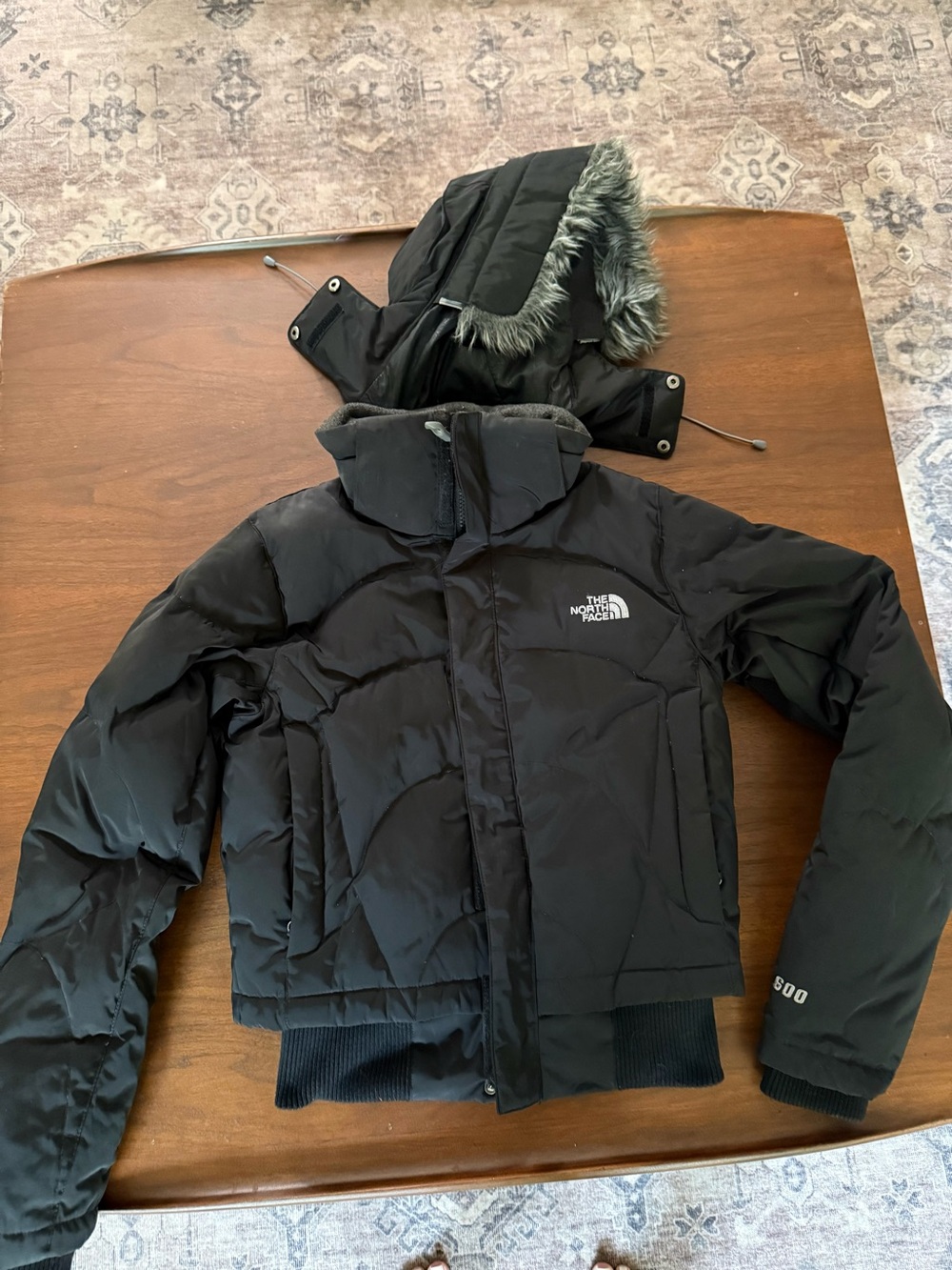 The North Face Black Puffer Jacket with Detachable Faux-Fur Hood